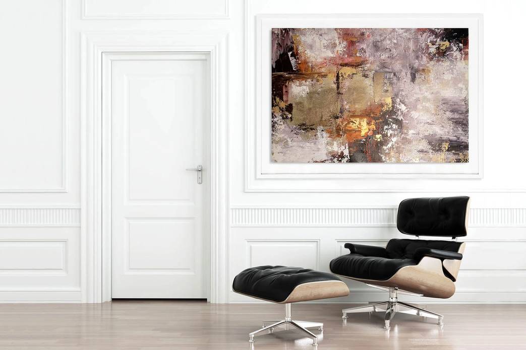 Brown Original Leaf Contemporary Abstract Canvas Wall Art 1PB1O